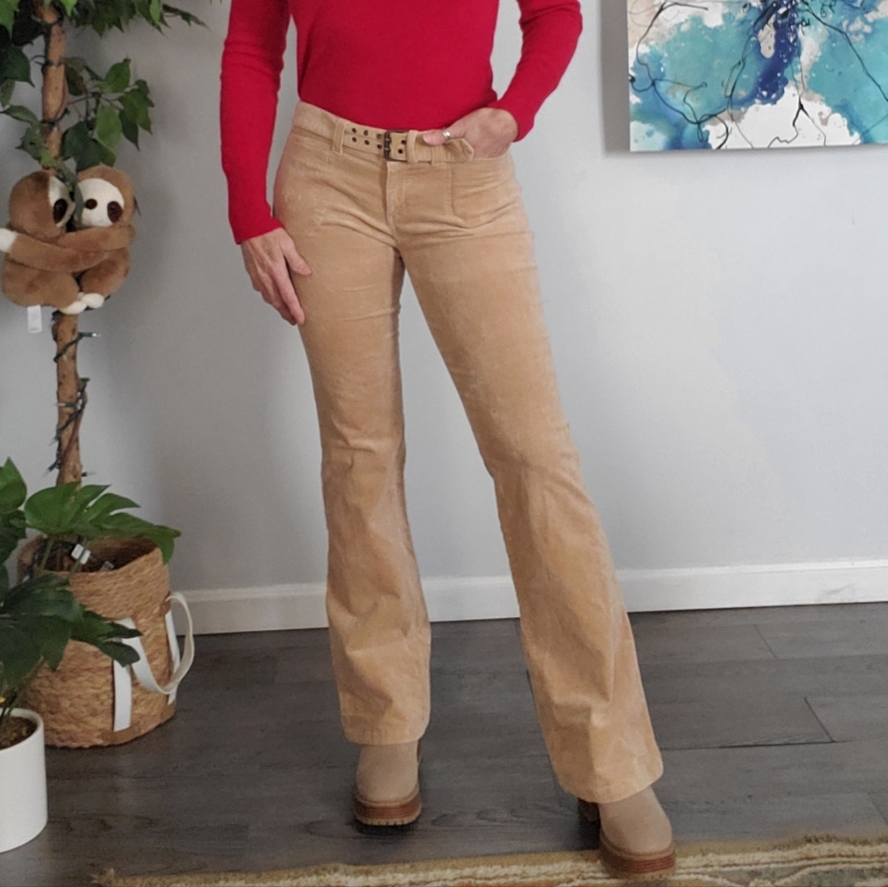 AEROPOSTALE Low Rise Belted Corduroy Y2K Flares 7/8 Long